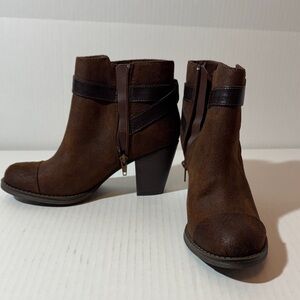 JustFab Brown Ankle Boots with Strap Detail